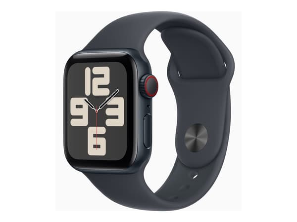 Apple Watch SE (GPS + Cellular) - 2. generasjon - 40 mm - midnattsaluminium - smartklokke med sportsbånd - fluorelastomer - midnatt - båndbredde: S/M