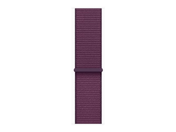 Apple Watch Series 10 (GPS) - 42 mm - rosegull aluminium - smartklokke med sportssløyfe - myk dobbeltlagsnylon - plomme - håndleddstørrelse: 130-200