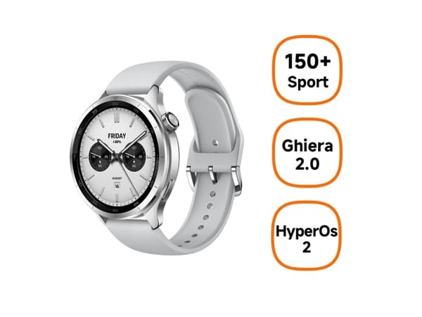 Xiaomi Watch S4 - Smartklokke med stropp - fluororubber - sølv - håndleddstørrelse: 140-210 mm - display 1.43" - Bluetooth, NFC - 44.5 g