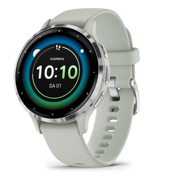 Garmin Venu 3S 3,05 cm (1,2 tum) AMOLED 41 mm Digital 390 x 390 pixlar Pekskärm Grå, Silver Wi-Fi GPS (satellit)