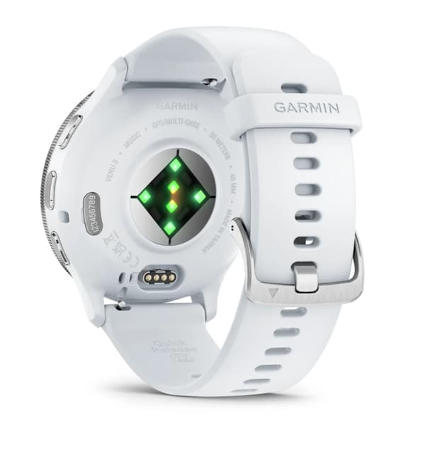 Garmin Venu 3 3,56 cm (1,4 tum) AMOLED 45 mm Digital 454 x 454 pixlar Pekskärm Silver, Vit Wi-Fi GPS (satellit)