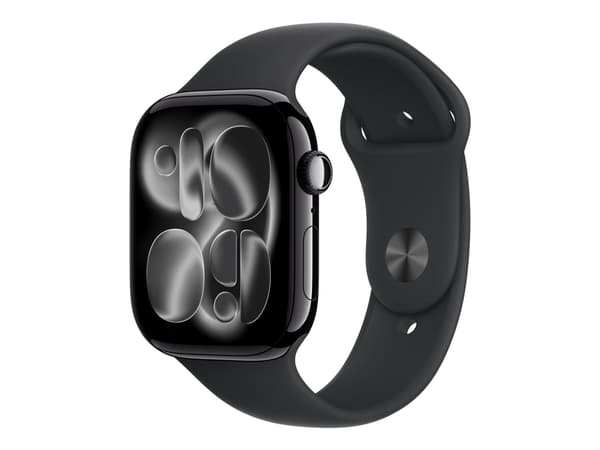 Apple Watch Series 11 GPS 46mm Jet Black Aluminium Case with Black Sport Band - S/M