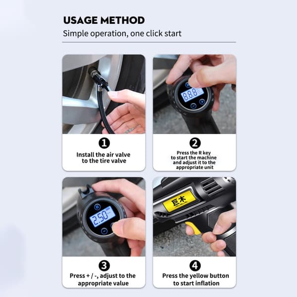 120W batteriluftkompressor digital ledande/trådlös bärbar luftpump
