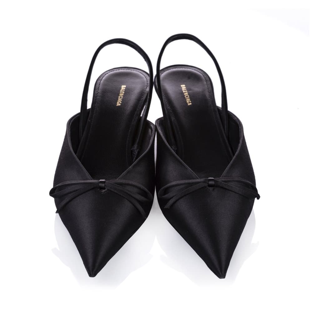 Balenciaga Knife Slingback Satin Mule Black
