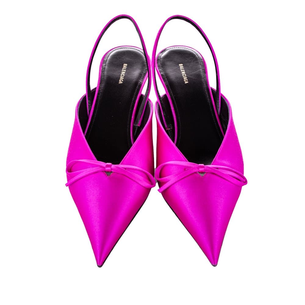 Balenciaga Knife Slingback Satin Mule Pink