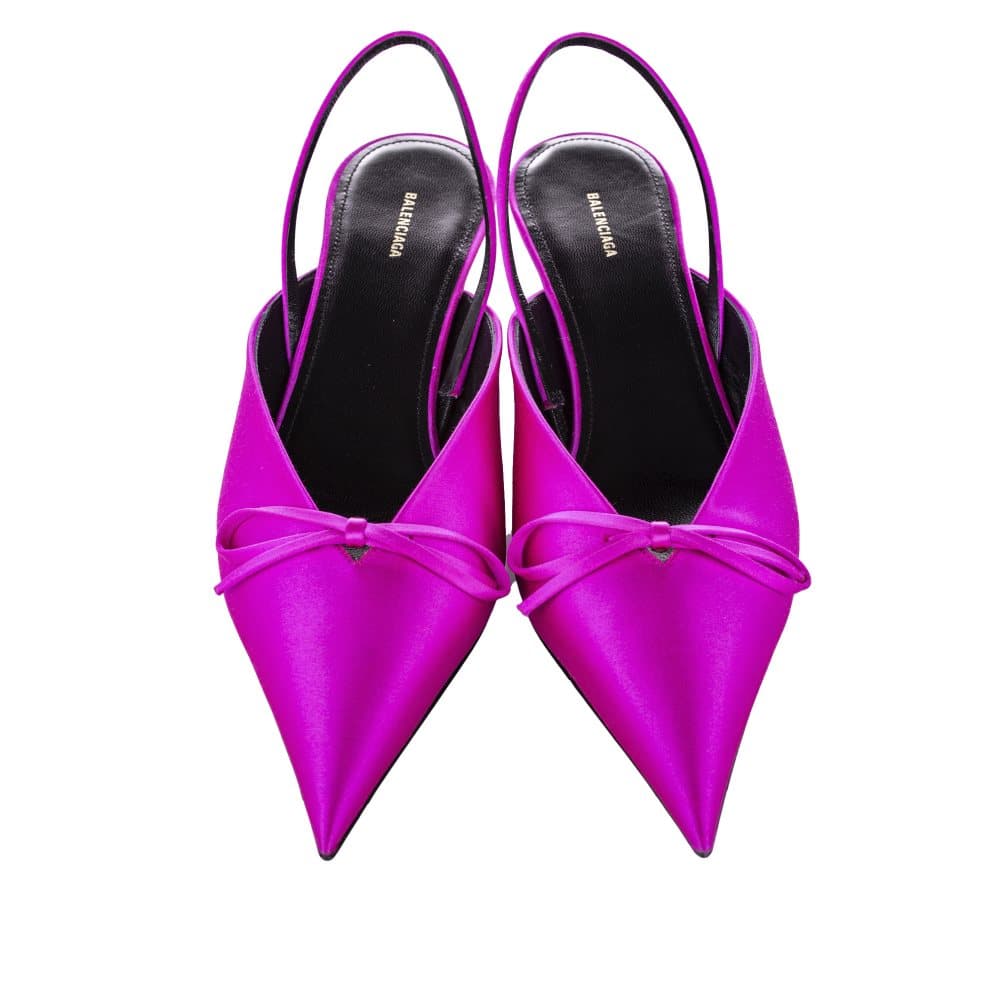 Balenciaga Knife Slingback Satin Mule Pink