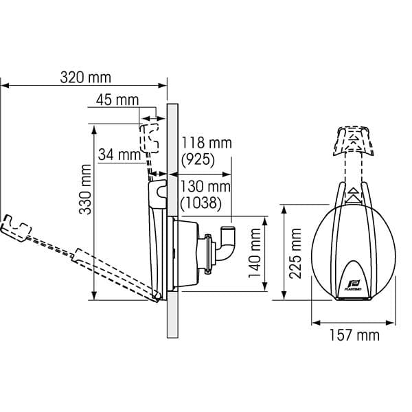 Manuell länspump Plastimo 925, skottmonterad, 54 liter / minut (0.9 liter / slag), 1" (25 mm) slang