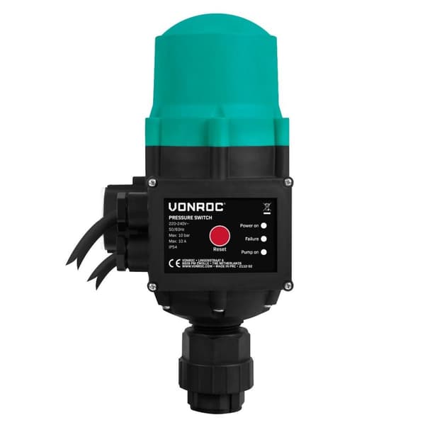 VONROC Hydroforpump 1000W – Automatisk Pump med Tryckvakt och Torrkörningsskydd – 3500 l/h – För Bevattning och Vattentryck