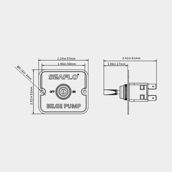 Manöverpanel för elektrisk länspump SEAFLO 2-Way Switch Panel, 12/24V, utan säkring