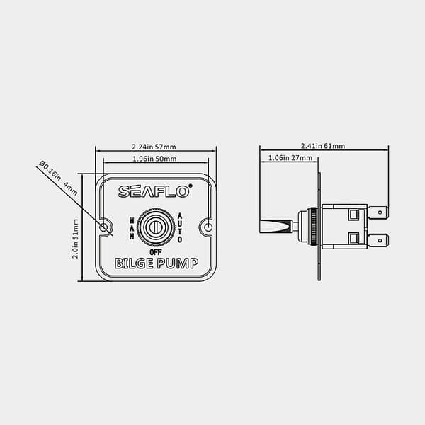 Manöverpanel för elektrisk länspump SEAFLO 3-Way Switch Panel, aluminium, 12/24V, utan säkring