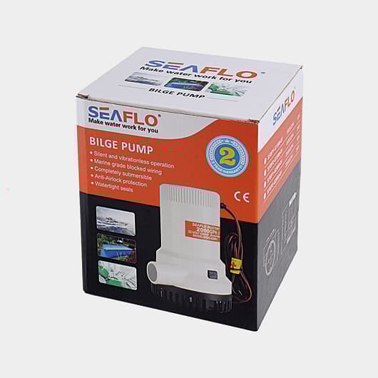 Dränkbar elektrisk länspump SEAFLO 01-1500 GPH (94 liter / minut), 12V, manuell driftstart, utan nivåvakt