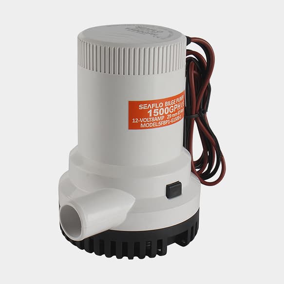 Dränkbar elektrisk länspump SEAFLO 01-1500 GPH (94 liter / minut), 12V, manuell driftstart, utan nivåvakt