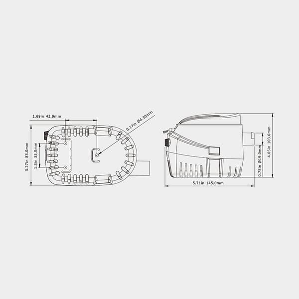 Dränkbar elektrisk länspump SEAFLO 06-600 GPH (37 liter / minut), 12V, automatisk driftstart, med nivåvakt