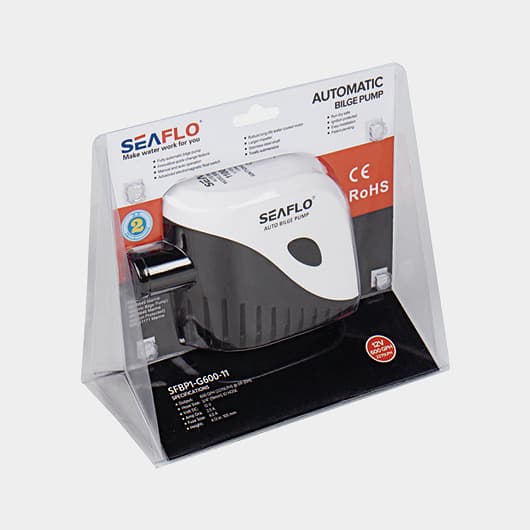 Dränkbar elektrisk länspump SEAFLO 11-750 GPH (47 liter / minut), 12V, automatisk driftstart, med nivåvakt