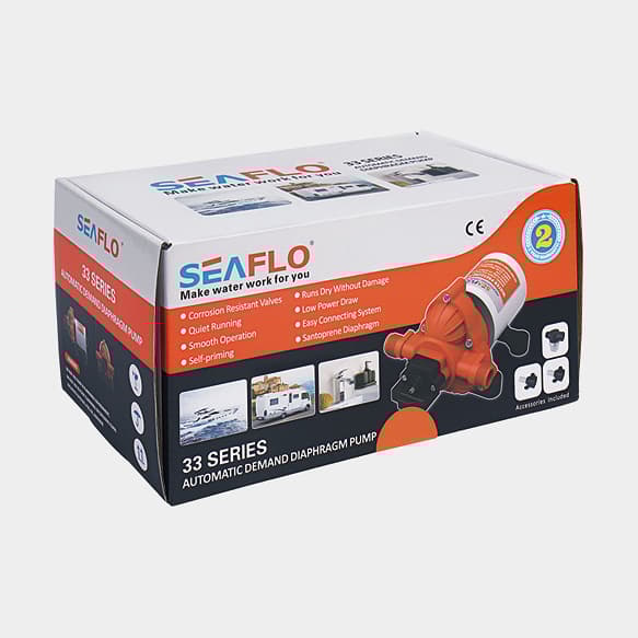Elektrisk pentrypump SEAFLO 33, 12 V, 10.6 l/min, 3.1 bar, 1/2" (13 mm) slang