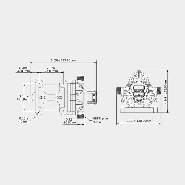 Elektrisk pentrypump SEAFLO 33, 12 V, 10.6 l/min, 3.1 bar, 1/2" (13 mm) slang