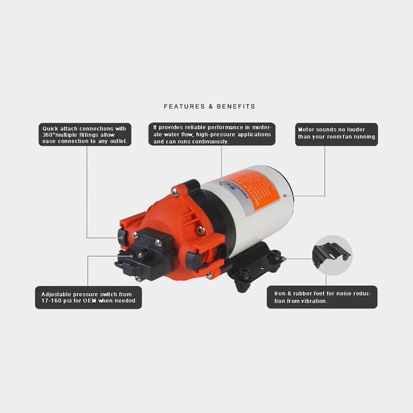 Elektrisk pentrypump SEAFLO 35, 12 V, 7.0 l/min, 5.5 bar, 3/8" (10 mm) slang