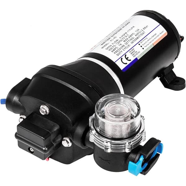 12V 17 L/min 40PSI membran vattenpump med inbyggt termiskt skydd, enastående prestanda, säker och pålitlig, lätt att montera