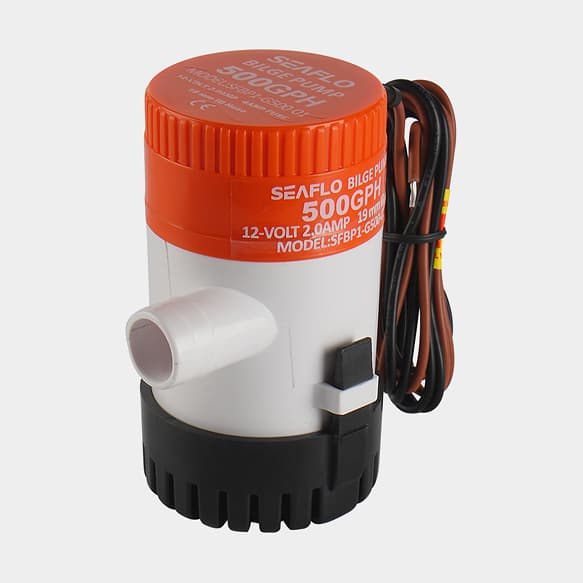 Dränkbar elektrisk länspump SEAFLO 01-500 GPH (31 liter / minut), 24V, manuell driftstart, utan nivåvakt