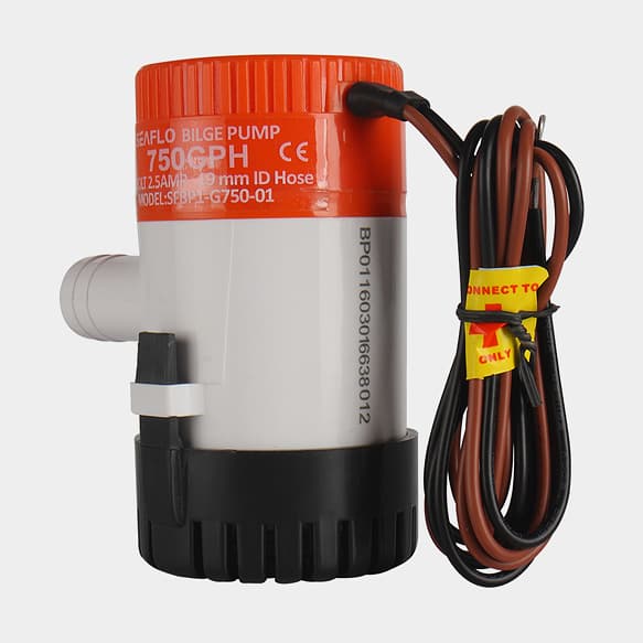Dränkbar elektrisk länspump SEAFLO 01-750 GPH (47 liter / minut), 24V, manuell driftstart, utan nivåvakt