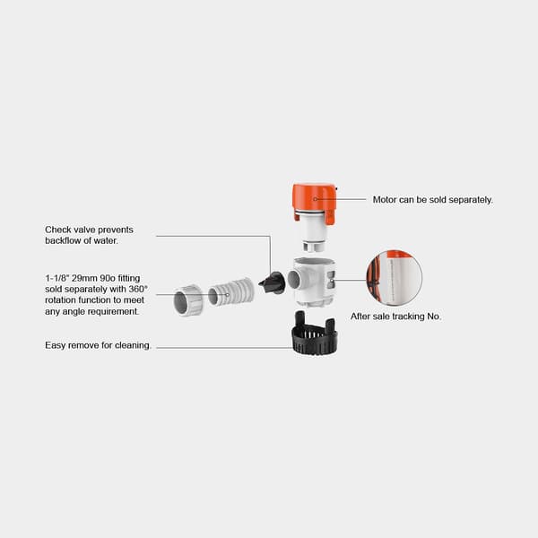 Dränkbar elektrisk länspump SEAFLO 13B-800 GPH (50 liter / minut), 24V, automatisk driftstart, utan nivåvakt