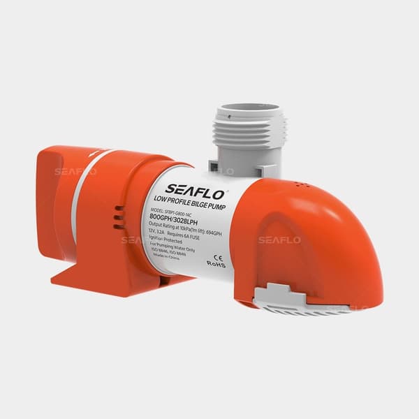 Dränkbar elektrisk länspump SEAFLO 14C-800 GPH (50 liter / minut), 24V, manuell driftstart, utan nivåvakt