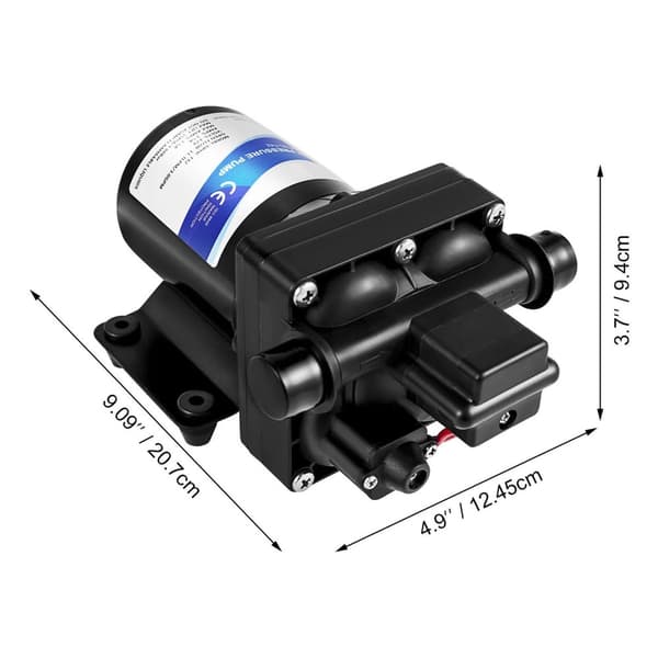 4 GPM 12V vattenmembranpump med inbyggd backventil och termiskt skydd, 1/2" NPT inlopp/utlopp, avtagbart filter, lätt och bärbar