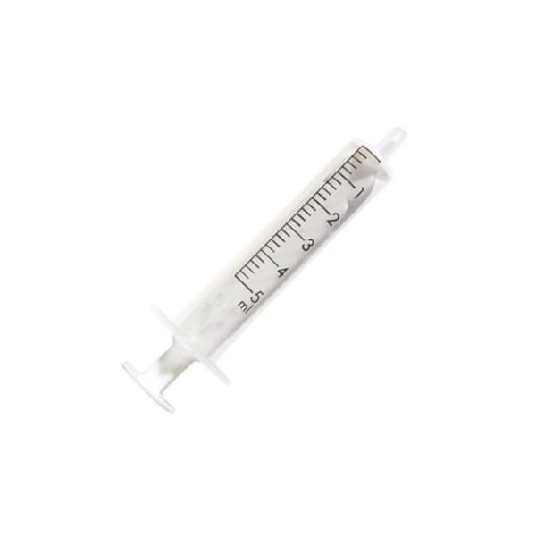 Sarja 65 tuotetta. Steriloitu ja asteikolla varustettu ruisku 5 ml