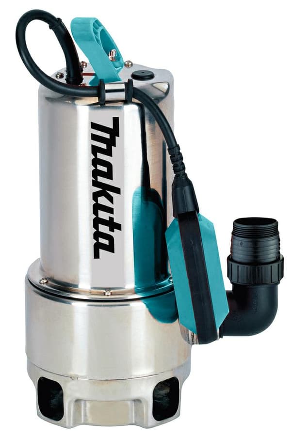MAKITA DIRTY WATER PUMPE MED FLOAT 1100W 250 l/min INOX PF1110 Sort, Blå, Krom