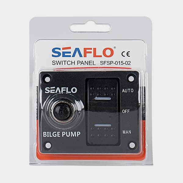 Manöverpanel för elektrisk länspump SEAFLO 3-Way Switch Panel, plast, 12/24V, 15 A