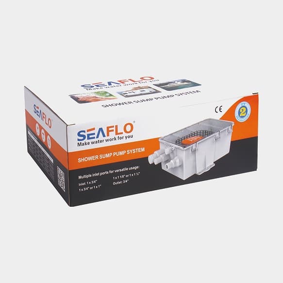 Duschläns båt SEAFLO Shower Sump Pump, 12 V, 37.8 l/min, 3/4" (19 mm) / 1" (25 mm) / 1 1/8" (28 mm) / 1 1/2" (38 mm) slang