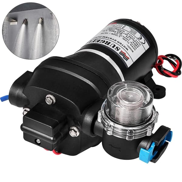 12V 17 PSI 10L/min membran vattenpump med inbyggt termiskt skydd, automatisk självsugande pump för boostersystem
