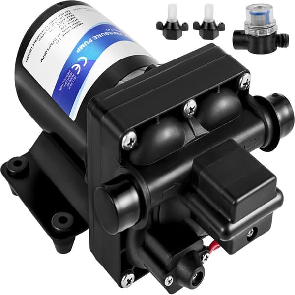 4 GPM 55 PSI 12V vattenmembranpump med inbyggd backventil och termiskt skydd, färskvattenpump med avtagbart filter