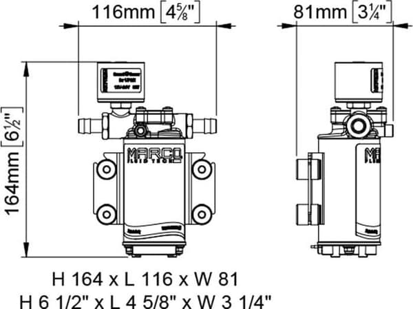 Marco boostergrupp - 16466015-A0 - UP2/E 12/24V Autoklavpump 10 L/min 2 bar med elektronisk styrning, vit