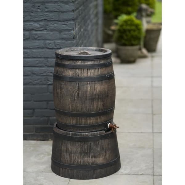 Vattenuppsamlingsbehållare i tunnaform - NATURE - Rotationsgjuten PE - 50 liter - Inklusive tillbehör