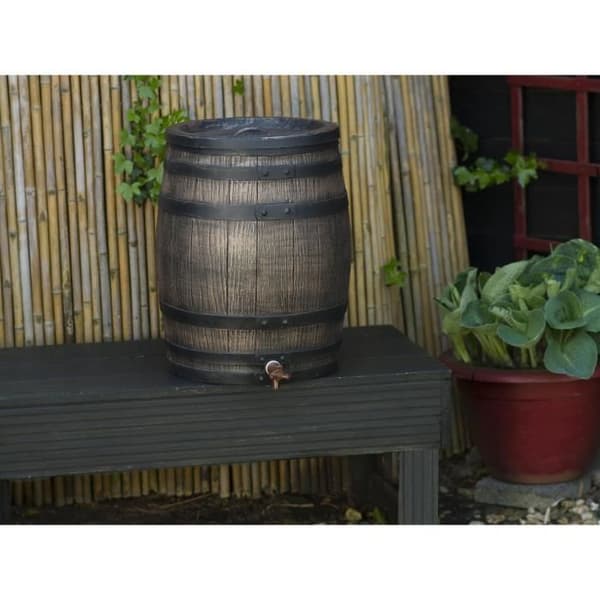 Vattenuppsamlingsbehållare i tunnaform - NATURE - Rotationsgjuten PE - 50 liter - Inklusive tillbehör