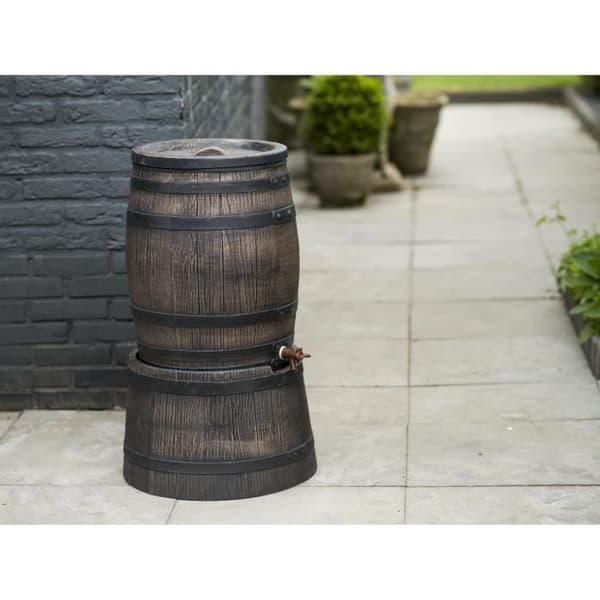 Vattenuppsamlingsbehållare i tunnaform - NATURE - Rotationsgjuten PE - 50 liter - Inklusive tillbehör