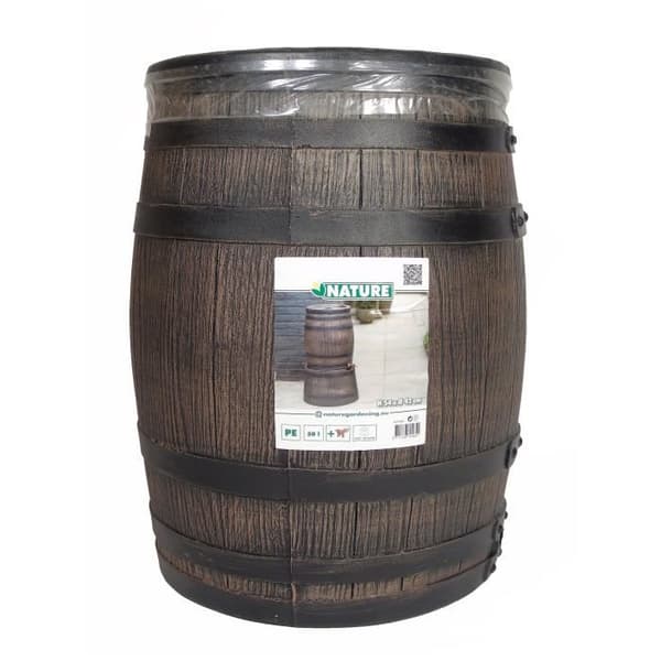 Vattenuppsamlingsbehållare i tunnaform - NATURE - Rotationsgjuten PE - 50 liter - Inklusive tillbehör