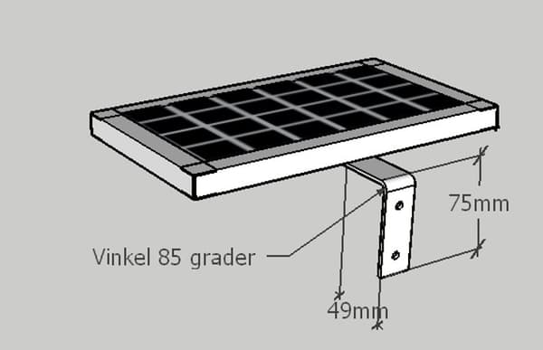 Monteringskonsol för solcell till länspump GLB Nordica SL35MK, syrafast stål, 75 x 49 mm