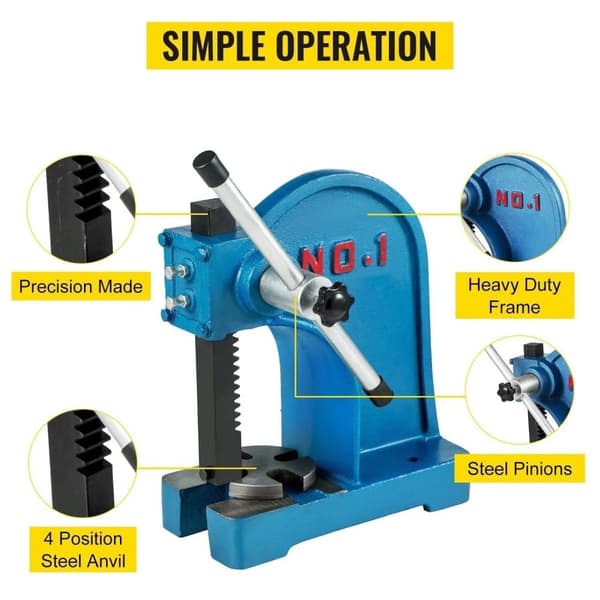 1 ton kraftfull manuell arbor press,med justerbar halkfri spak,lätt att använda
