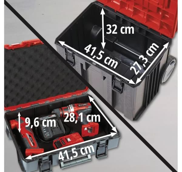 Einhell, E-Case Tower Værktøjskassesæt med hjul, 3 stk, 4540015