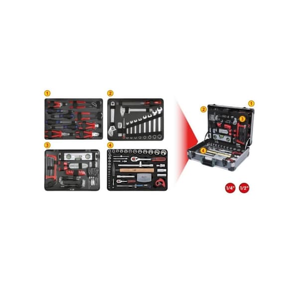Universalværktøjssæt 1/4´´+1/2´´ 127 dele, KS Tools