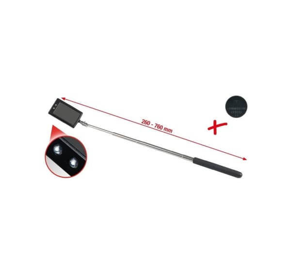 Teleskopspejl med LED-belysning 260-760mm, 50x80mm, KS Tools