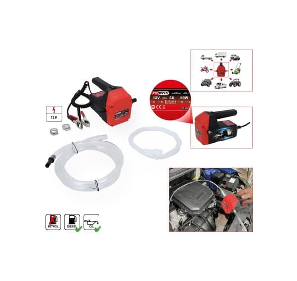 Elektrisk olie- og dieselpumpe, 12V, KS Tools
