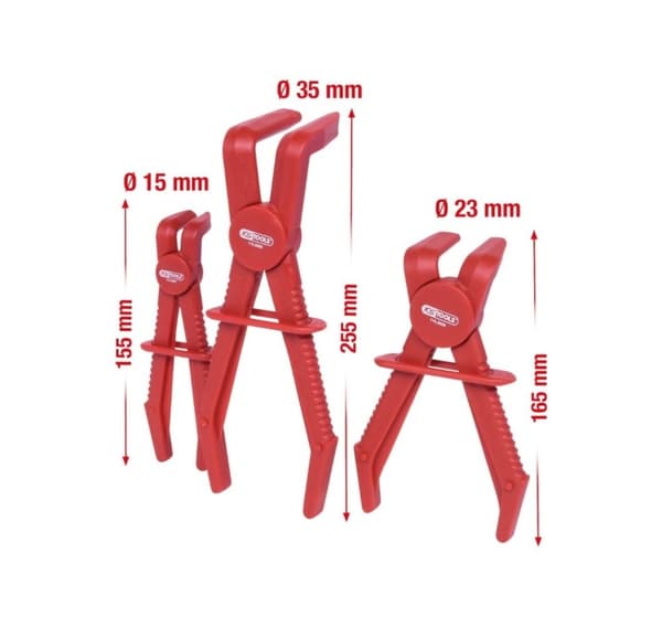 Slangekompressionstænger, 90 grader, sæt med 3 stk, 0-23m, KS Tools