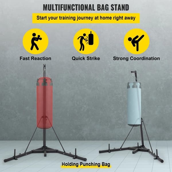 60kg last 230cm höjd vikbar tung fristående boxningssäcksställ med stabil triangulär bas, premium järnmaterial, justerbar höjd