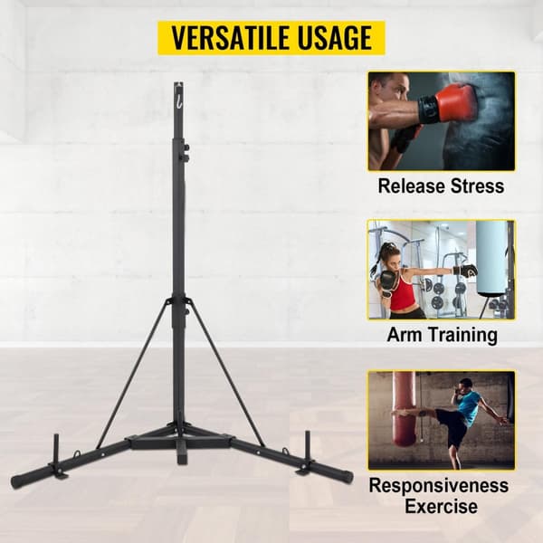 60kg last 230cm höjd vikbar tung fristående boxningssäcksställ med stabil triangulär bas, premium järnmaterial, justerbar höjd