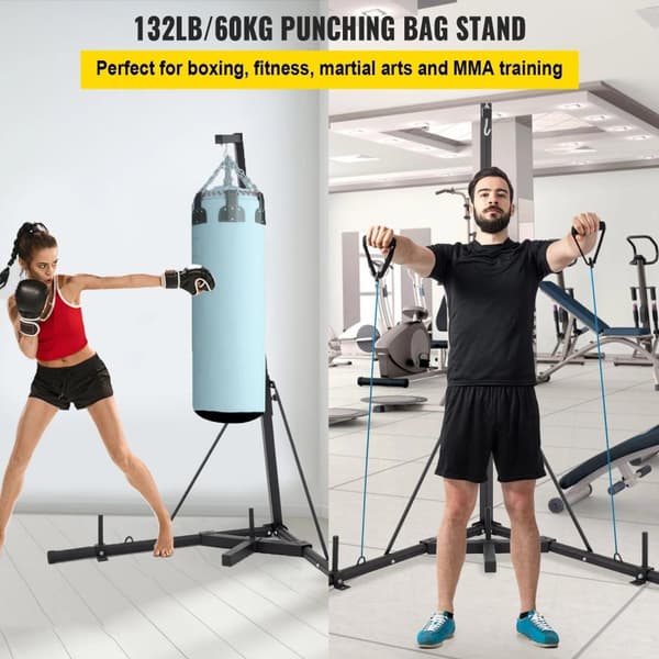60kg last 230cm höjd vikbar tung fristående boxningssäcksställ med stabil triangulär bas, premium järnmaterial, justerbar höjd