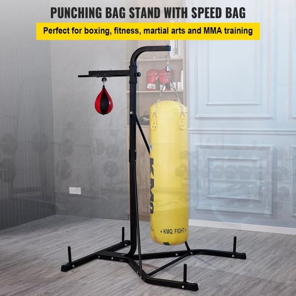 2 i 1 60kg kapacitet vikbart fristående boxningsväska stativ, unisex, justerbar höjd, stabil design, bred användning