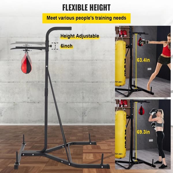 2 i 1 60kg kapacitet vikbart fristående boxningsväska stativ, unisex, justerbar höjd, stabil design, bred användning